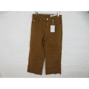 AG Adriano Goldschmied Saige Wide Leg Crop Jeans Brown High Rise 29 HYD1D49VN